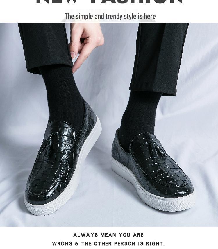 Men's British Retro Tassel Leather Slip-On Loafers - Plus Size Casual Shoes