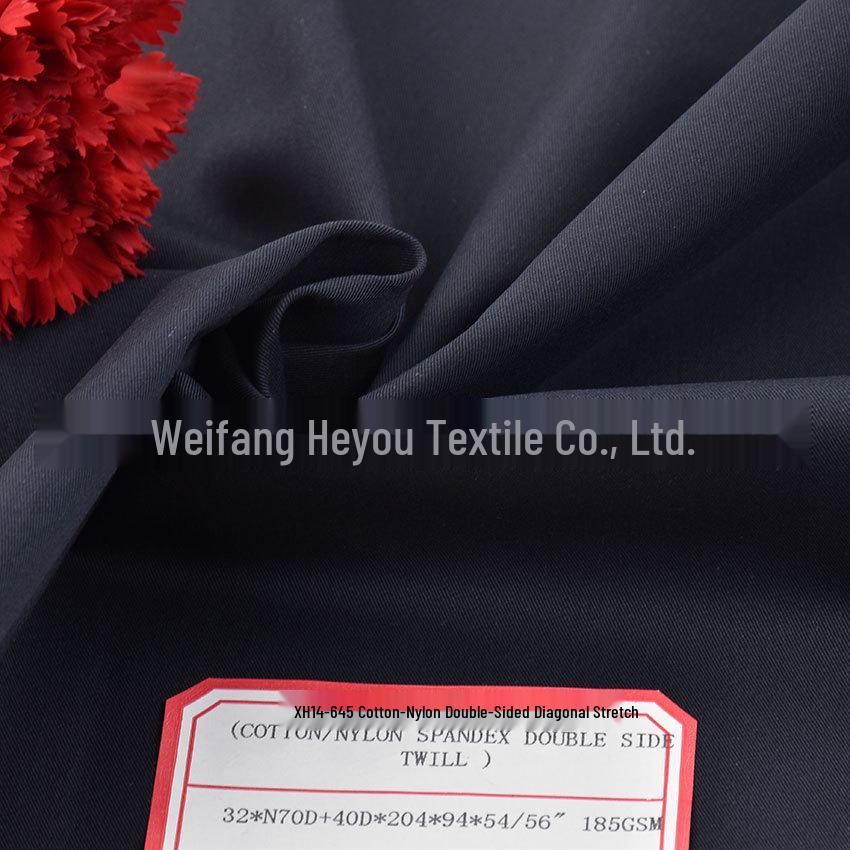 32*N70D+40D Cotton-Nylon Stretch Twill Fabric, 81% Cotton, 17% Nylon, 7% Spandex