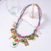 Summer fresh and simple dopamine color hand-woven rope alloy flower fruit pendant women's necklace