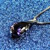 Qiaolanxuan Argent Améthyste Larme Goutte d'Eau Larmes d'Ange Collier pour Femme