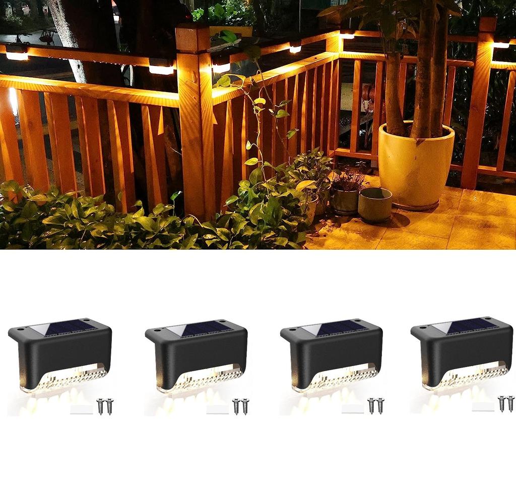 Solar Deckleuchten 12er Pack Außen Stufenleuchten Wasserdicht LED Solarleuchten für Geländer Treppen Stufe Zaun Hof Terrasse und Gehweg