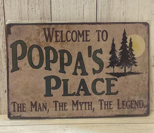 

Welcome To Poppas Place Sign Grandpa Dad Cottage Cabin Lake House Country DecorAluminumtin sign 20x30cm（7.8x11.8inch）