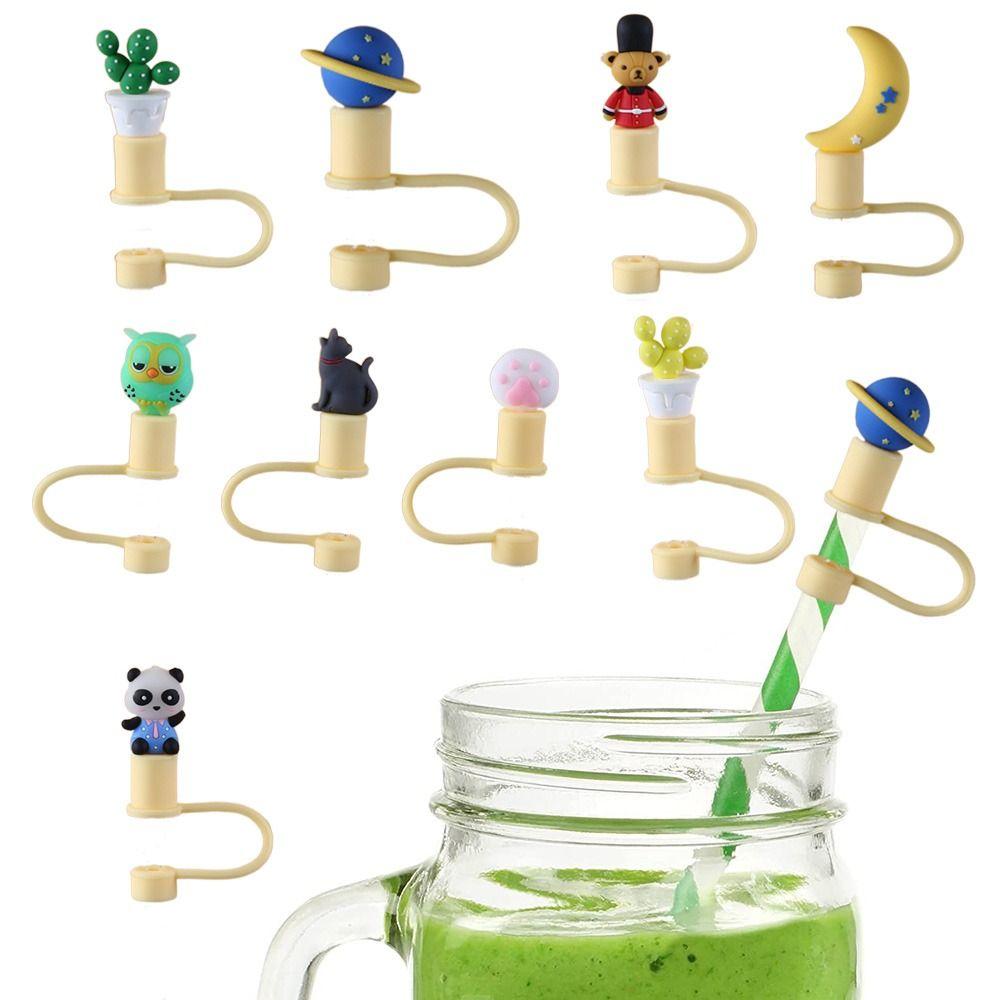 Silikonowa, odporna na zachlapania osłona na słomkę 6-8 mm Zatyczka do słomki Osłona na końcówki słomki Wielokrotnego użytku zatyczki przeciwpyłowe do picia