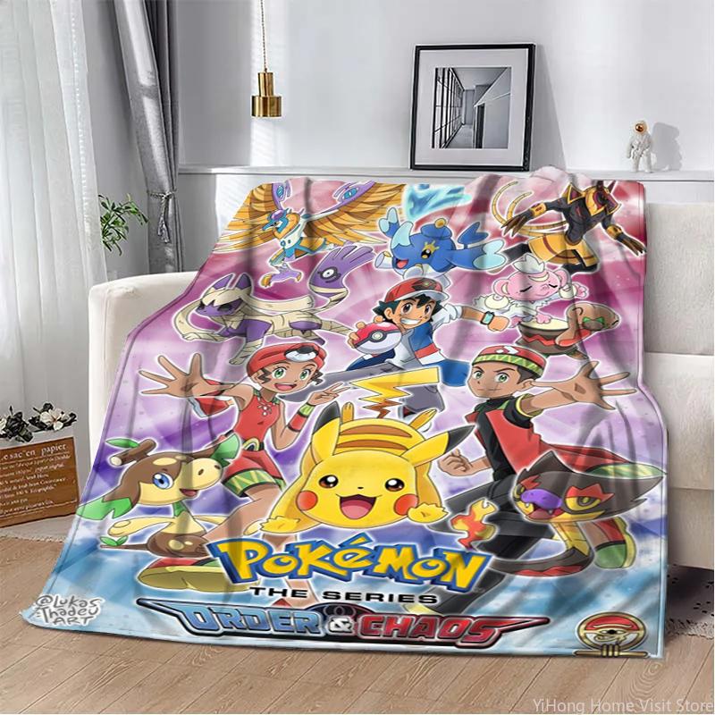 3D Printing Pokemon Anime Cute Cartoon Blanket Fluffy Children and Adults Sofa Plush Bedspread Throw Lunch Blanket for Sofa Bed