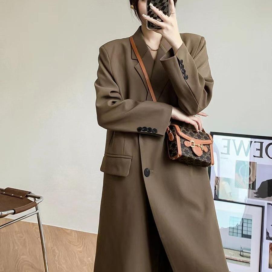 Women's Mid-Length Single-Breasted Trench Coat - Stylish British Street Style for Spring & Autumn