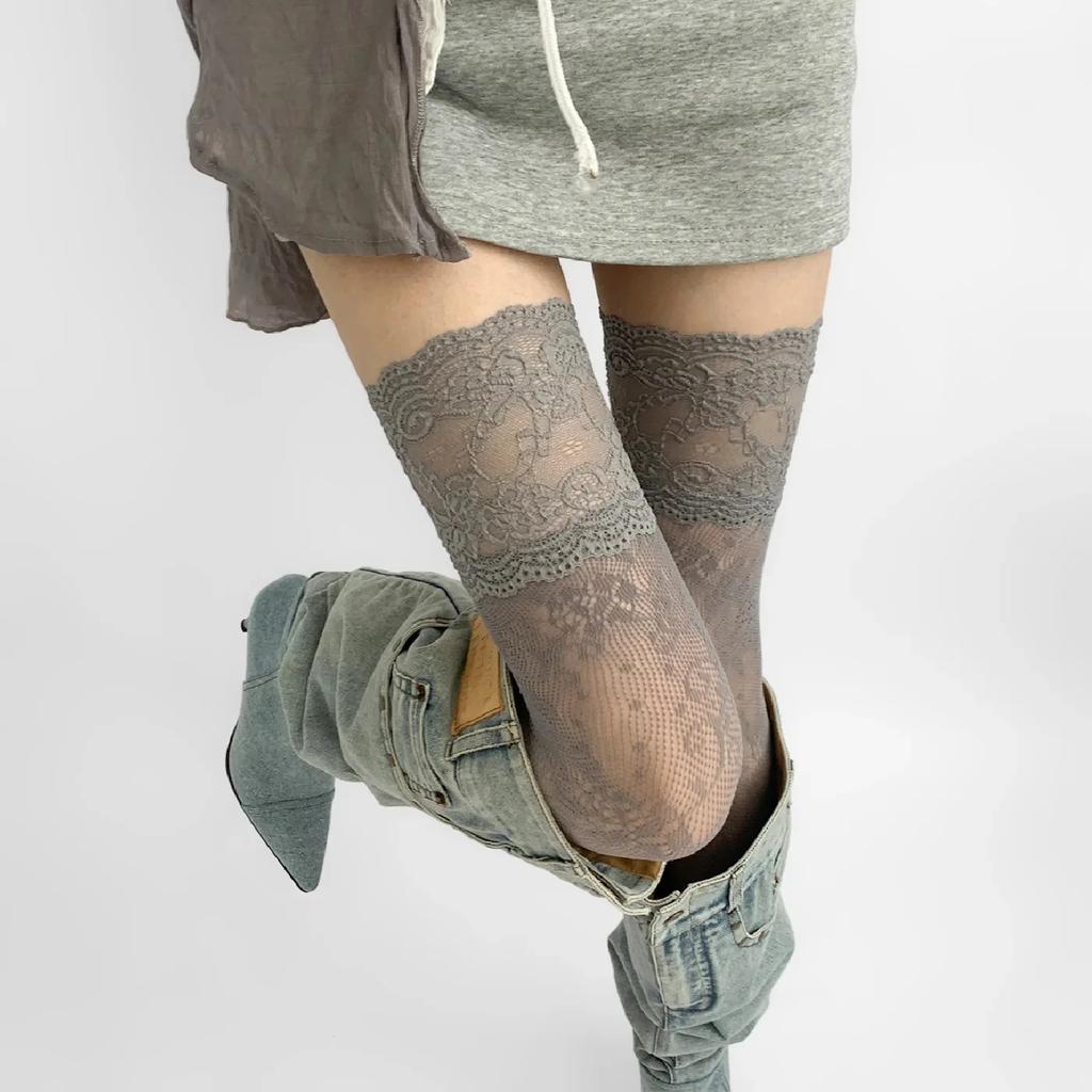 Knee-high Lace Lolita High-tube Sweet Long Tube Socks White Edging Long Tube Half Leg Vintage JK Style Women's Stockings