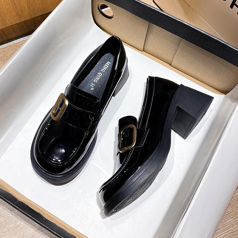 

Женские лоферы на платформе, новые, с круглым носком, в стиле ретро, на толстом каблуке, из маленькой кожи, женские туфли в студенческом стиле 41
