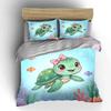 Cute Green Turtle Underwater Print Bedding Set 1 Duvet Cover 2 Pillowcases For Adult And Children Luxury Gift Full Size