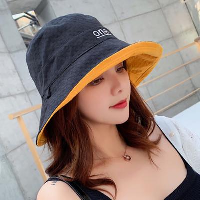 Cotton Outdoor Fishing Cap Casual Panama Bucket Cap Sunscreen Sun Cap Double-sided Letter Embroidery Fisherman Hat for Women