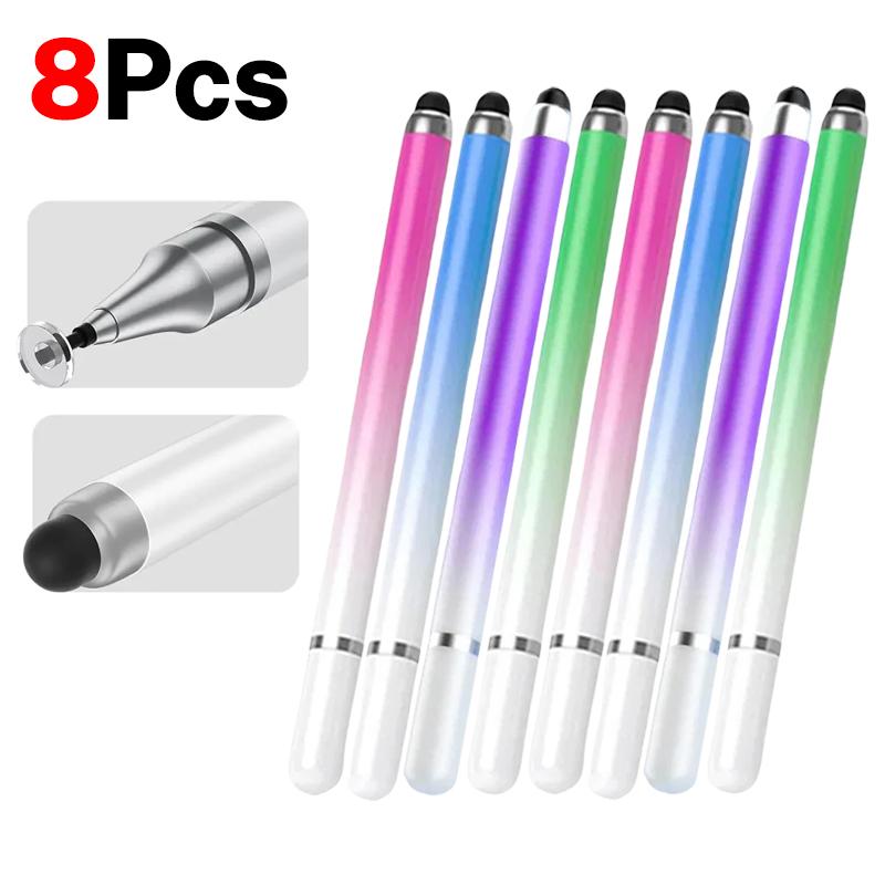 1-8Pcs Double-Headed Universal Stylus Pen For iPad Tablet Android IOS Phone Drawing Writing Capacitive Screen Touch Stylus Pens