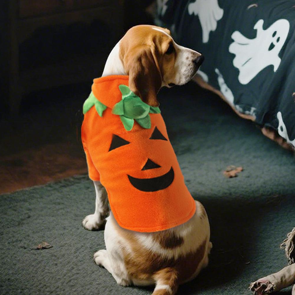 Halloween Pumpkin Dog Clothes Breathable Orange Dog Hoodie Pet Cosplay Costume for Pet Dog Cat