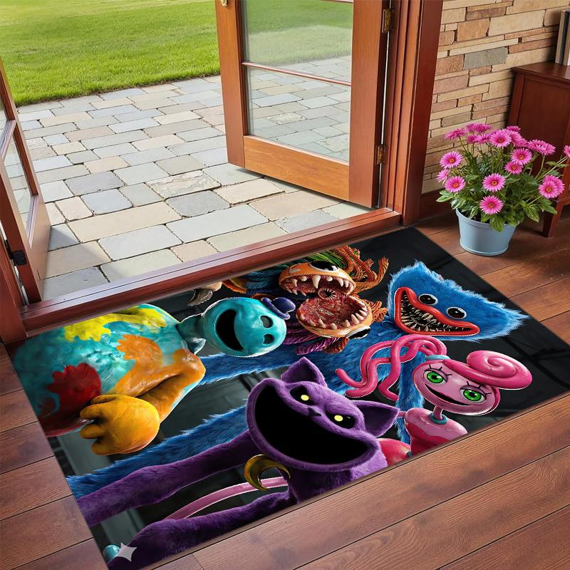 Poppy Playtime Print Crystal Velvet Plush Rug Anti?Slip Wear?Resistant Floor Carpet For Indoor Household Home Decoration