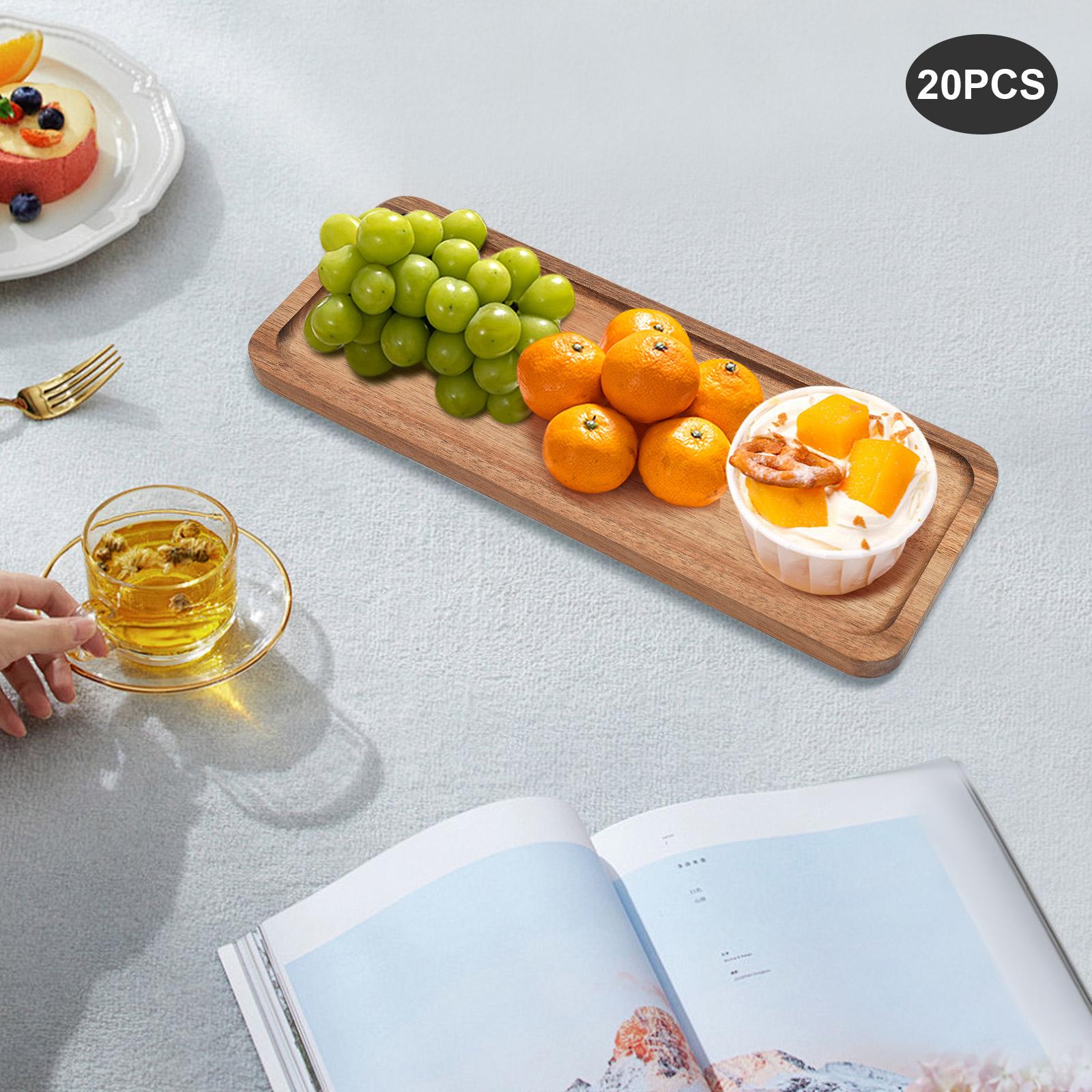 

20 PCS Natural Wood Appetizer Trays, 13.78x5.41 In Rectangular Serving Platters, Multi-Functional Snack Dishes for Party Wedding коричневий