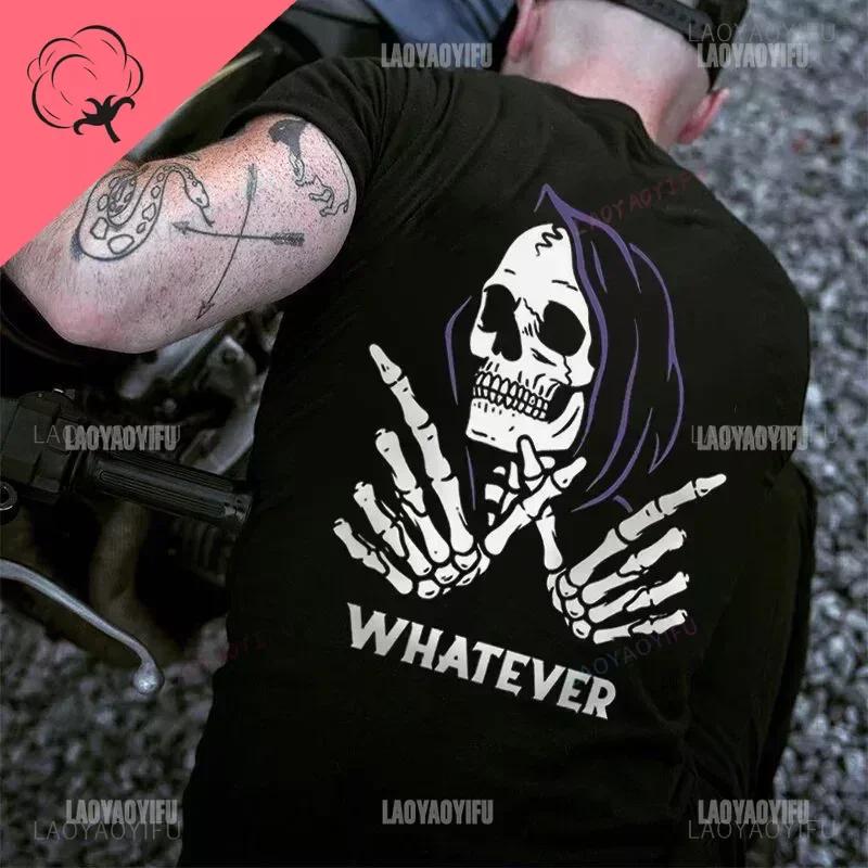 Gothic Harajuku Biker Skull Graphic Tshirts Men Fashion Trend Short Sleev Tops Dark Punk Skulls Retro T Shirt Male Oversized Tee