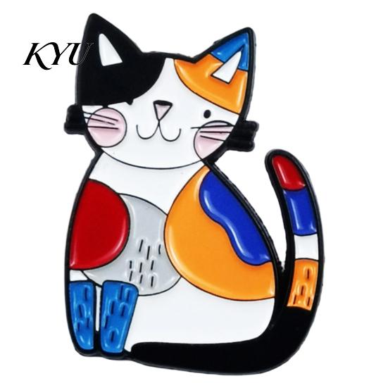 Alloy Backpack Accessory Cartoon Cat Brooch Pin, Mini Enamel Badge Pin Animal Shape Clothing Jewelry for Women Men Durable Metal