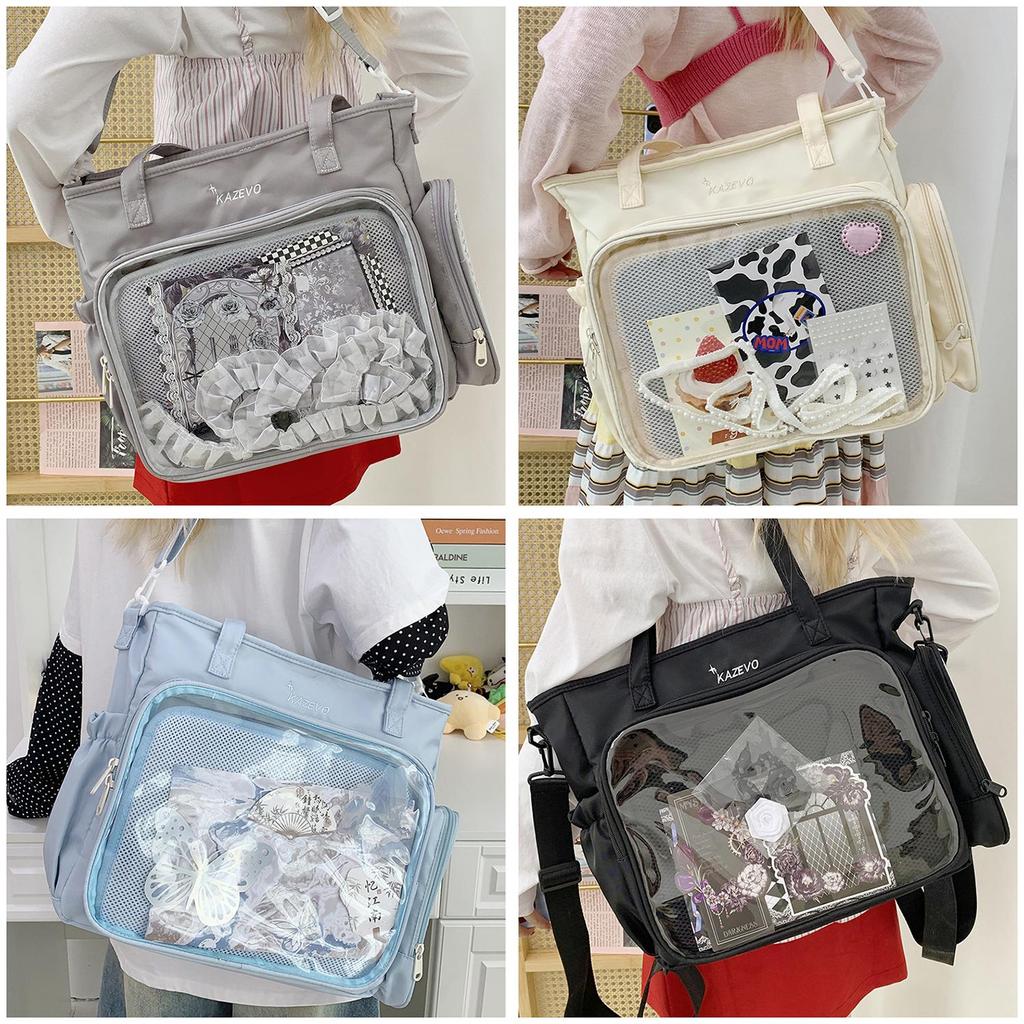 Anime Girl Student Shoulder Bag With Transparent Material For Casual Outings