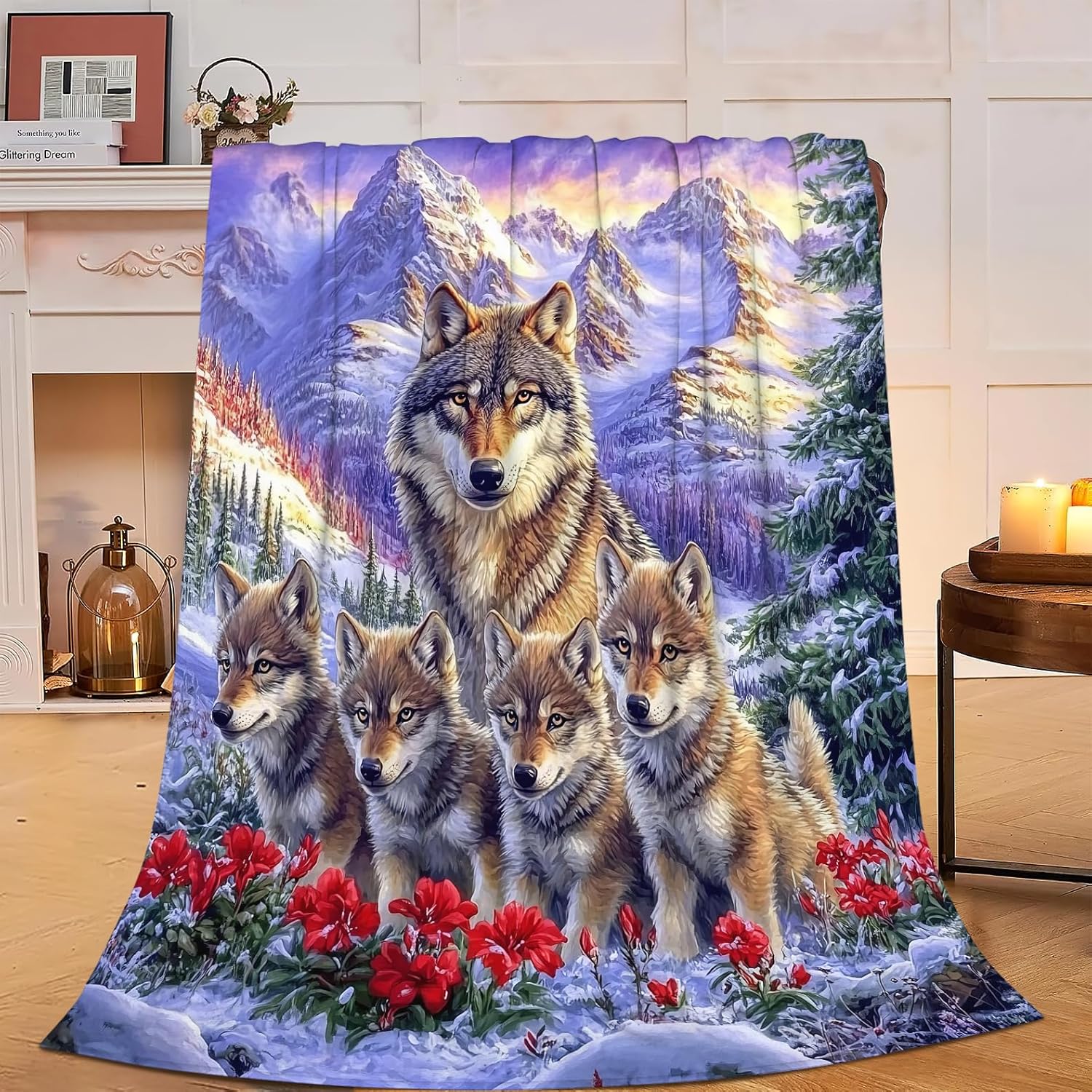 

Wolf Throw Blanket Gifts for Women Men Girls Boys Snow Wolves Lovers Flannel Home Decor Couch Bed Sofa Soft Fuzzy Lightweight 75x90cm