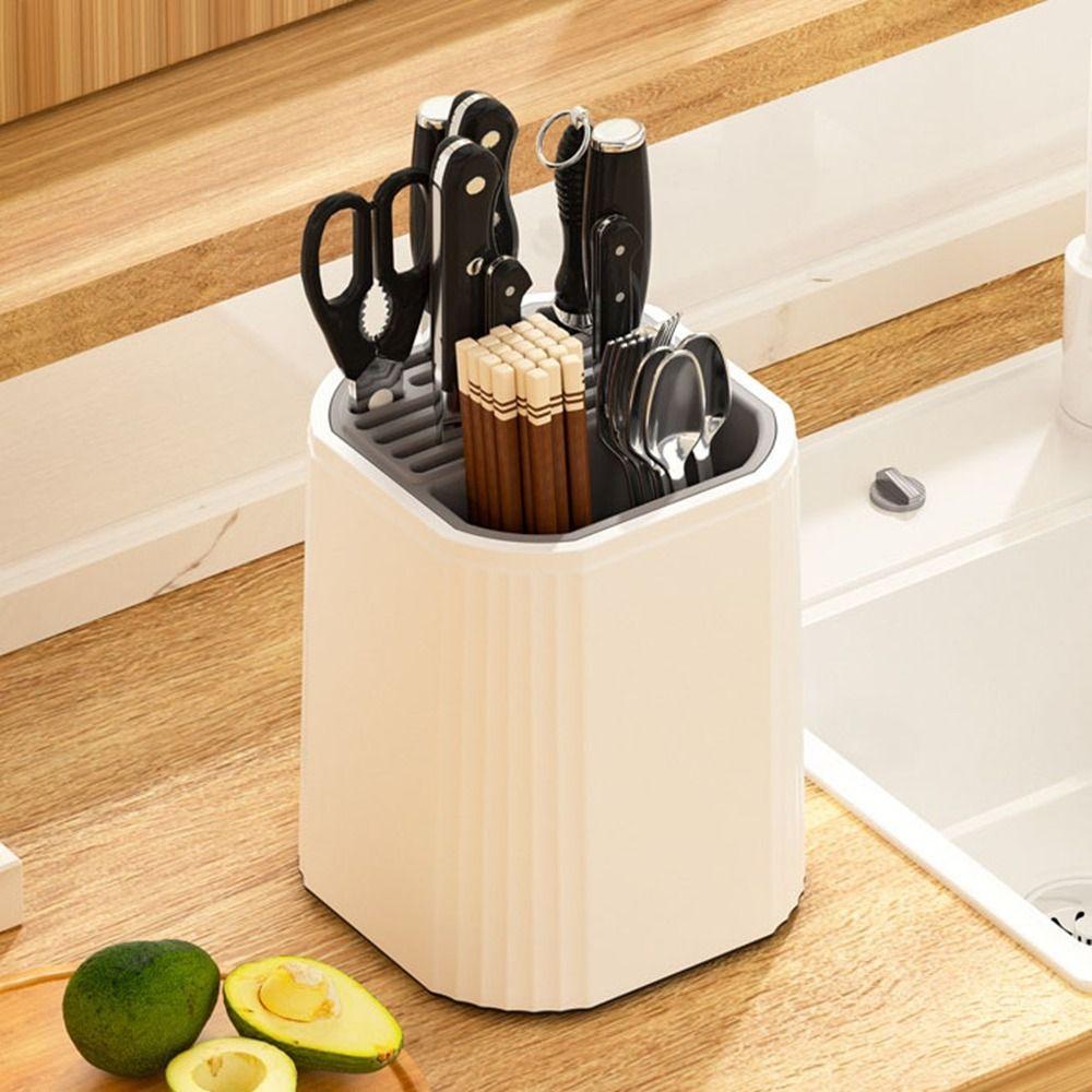 Removable Rotating Cutter Holder Large Capacity Chopstick Cage Cutter Storage Rack Kitchen