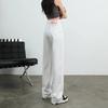 White simple high-waisted wide-leg jeans women's new small loose and thin narrow version straight drape floor pants