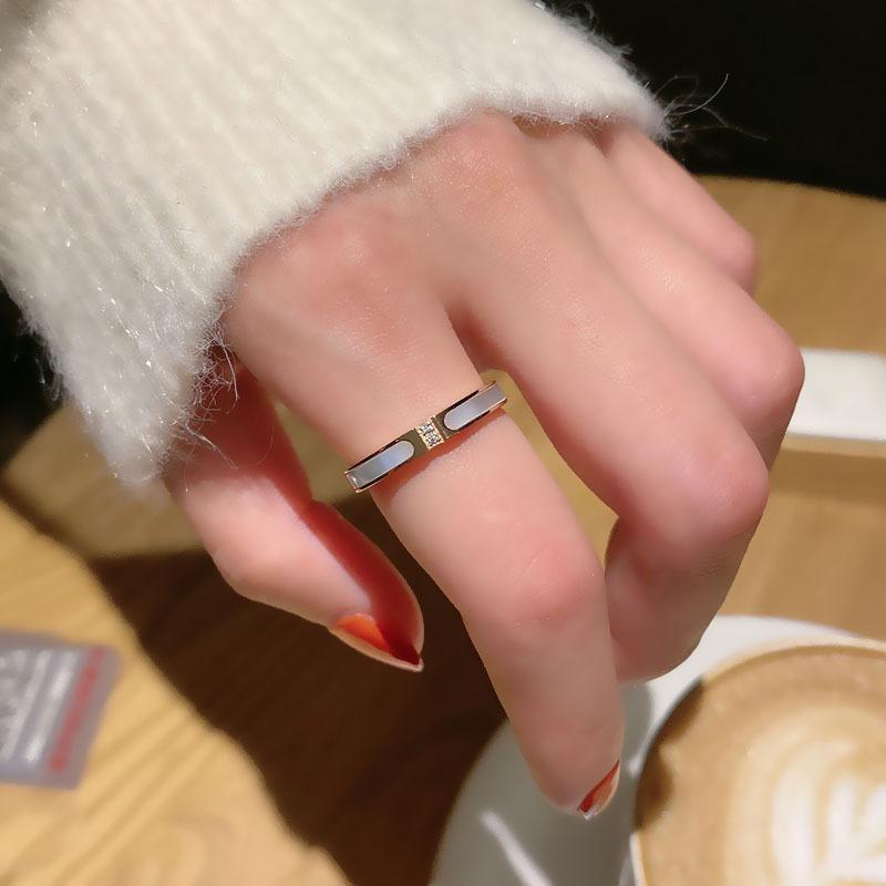 Titanium Steel Ring Rose Gold Zircon Couple Open Adjustable Finger Ring Fashion Jewelry