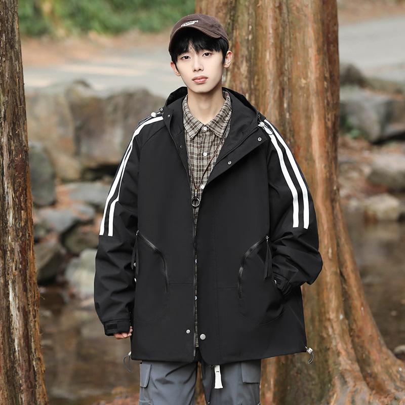 Spring and Autumn New Windproof Tooling Jacket Hooded Jacket Outdoor Sports Men's Loose Charge Top