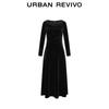UR Women's Elegant Cowl Neck A-Line Long-Sleeve Dress