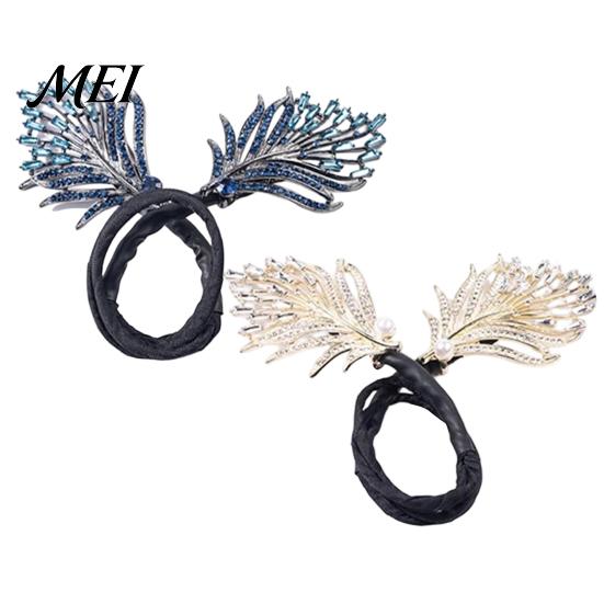 Safe Hairpin for Active Use Hair Bun Pin, Blue Feather Decor Maker Hairpin, Metal Fitness Accessories Construction Accessory Work Gym Dance