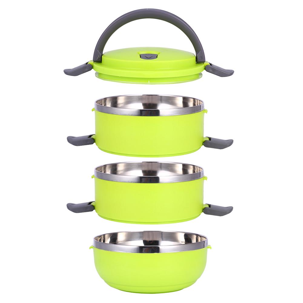 Round 3 Layer Durable Stainless Steel Lunch Box Bento Picnic Food Container