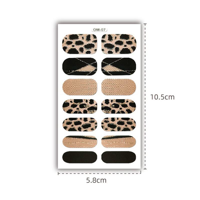 14Pcs/Sheet Leopard Print Nail Stickers Strips Waterproof Nail Polish Stickers Adhesive Full Wraps Manicure Decor Stickers For Nails