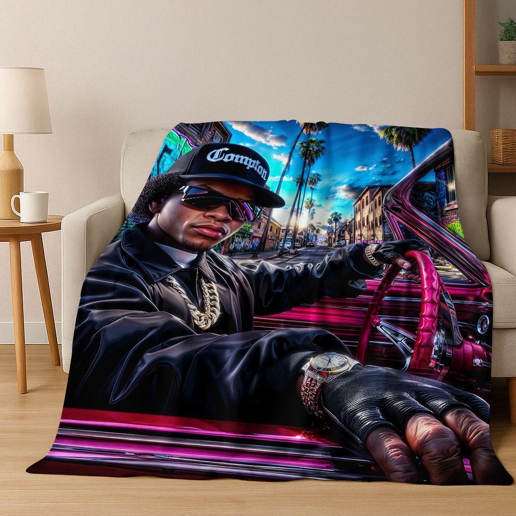 3D Top Rapper Legend Star Art Cartoon Hip Hop Flannel Blanket,Cozy Soft Throw Blanket for Home Bedroom Bed Sofa Cover Gift