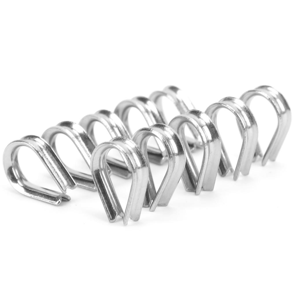 2MM Stainless Steel Boat Wire Rope Clamps Metal Cable Protective Ring Thimbles Clamps