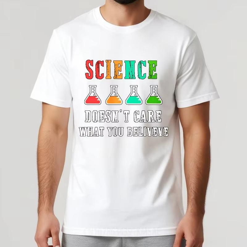 Fashion Tshirt Rock Men O Neck T Shirt Brand Science Doesnt Care What You Believe Boys Tee Shirt Minimalist Teeshirt L
