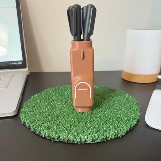Golf Bag Pen Holder, 3D Printed Pencil Stand for Desk, Creative Golf Club Shape Organizer, Foldable Phone Stand for Office