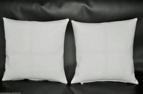 

White Home Decor Genuine Soft Decent Pillow Cushion Cover Lambskin Real Leather 24 x 24 in білий