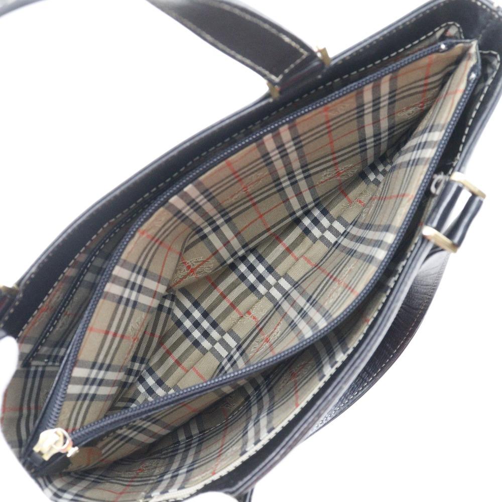 BURBERRY With Logo Handbag shadow horse Tote Bag black Calfskin Women Used