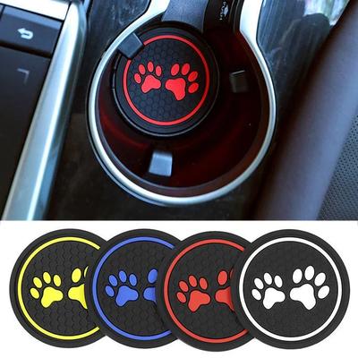2 Stück Rutschfeste Auto Wasserbecher Untersetzer Katze Pfote Fußabdruck Gummimatte für Flaschenhalter Untersetzer Auto Innenraum Anti-Rutsch Becherhalter
