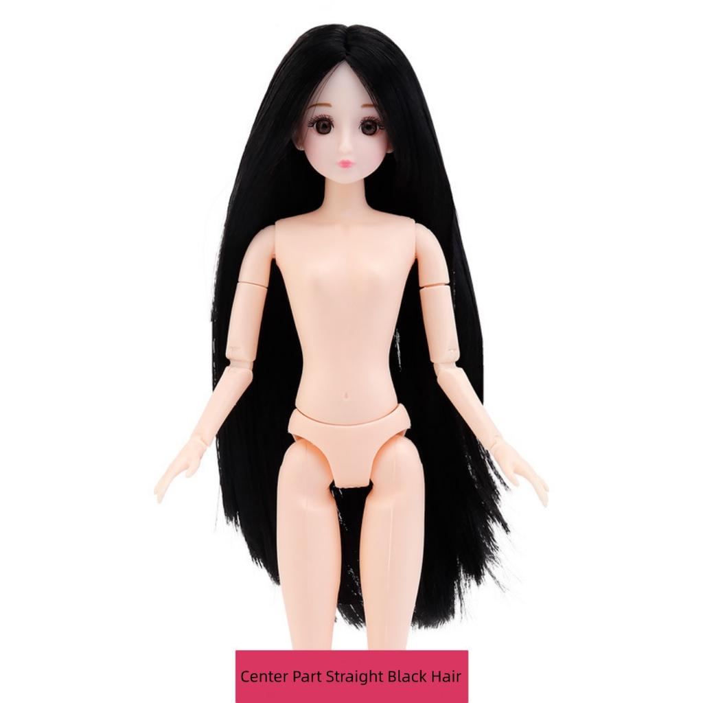 1/4 BJD Doll with 26 Articulated Joints, Blank Nude Body for Face-Up, Select 1 Wig from 3 Styles & Colors