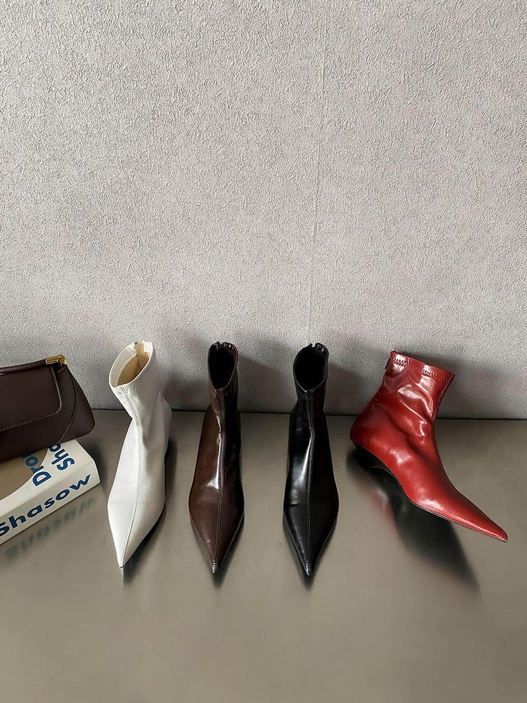 Moda Moda Stivaletti alla Caviglia da Donna Calzino Botas Zeppa Tacco Medio Nero Bianco Rosso Stivali Elasticizzati Cerniera Posteriore Inverno Autunno Stivaletti 35-39