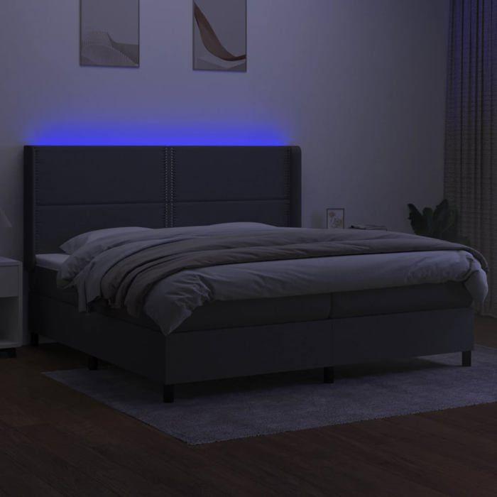 VidaXL Sommier à Lattes de Lit avec Matelas LED, Lit Rembourré avec Tête de Lit, Lit Double, Lit Adulte de Chambre, Moderne, 3138262