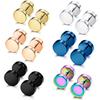 Kadınlar İçin Bir Çift Siyah Paslanmaz Çelik Yuvarlak Küpe Dumbbell Piercing Küpeleri Erkek Punk Moda Takı 2-14mm