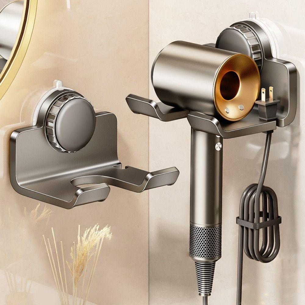 Space Aluminum Hair Dryer Storage Rack Punch Free Hair Blow Dryer Holder  Bathroom