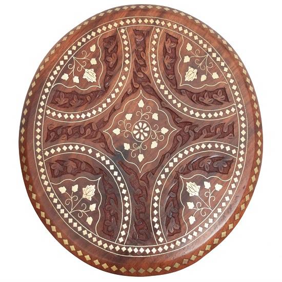 30,48 cm Drewniana rzeźba z mosiądzu Piękna rzeźbiona konstrukcja Stolik kawowy Stolik narożny Stół ogrodowy, meble do salonu Okrągła rzeźba z mosiądzu