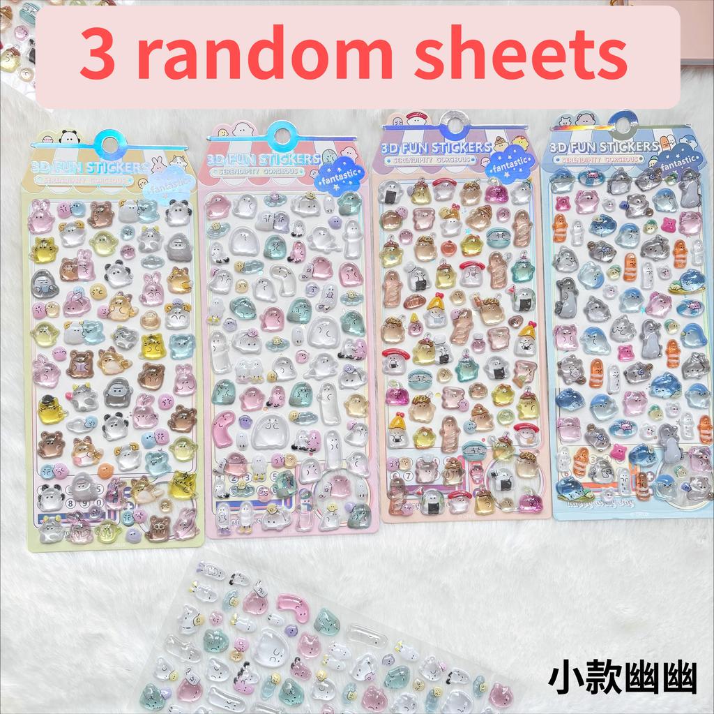 3D Cartoon Cute Soft Ghost Stickers - Cute Decor Decals for Phones Notebooks Waterproof Randomly Send 1 Free Item