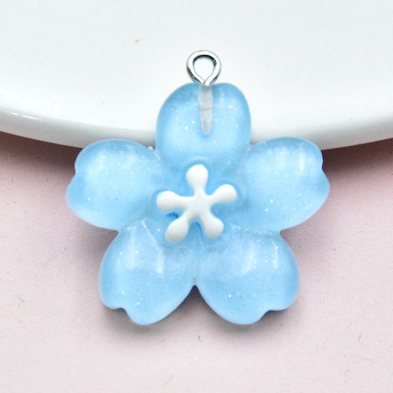 Cherry Blossom Daisy Resin Glitter Keychain Pendant