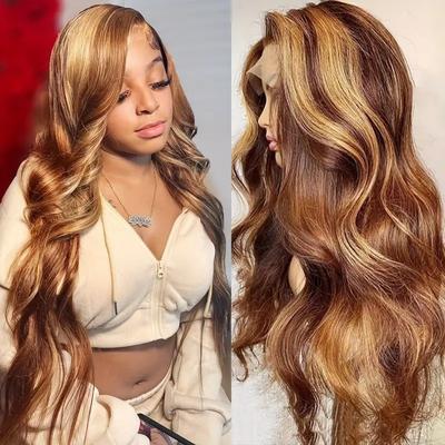 Fashionable Piano Color Highlighted Wig African Hot Selling Large Wavy Long Curly Hair Chemical Fiber Headgear