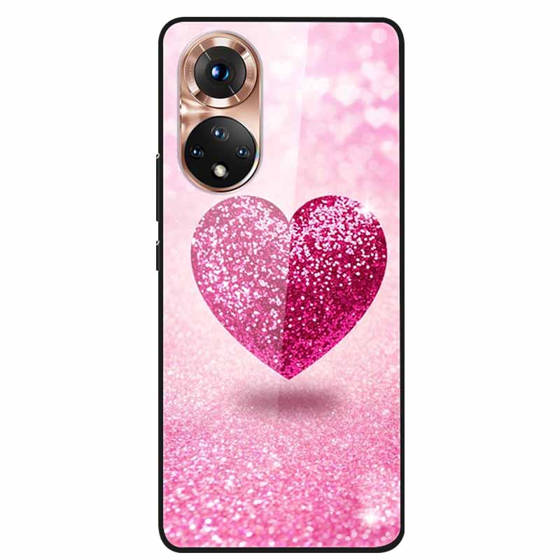 For Honor 50 Case Cartoon Tempered Glass Back Cover Hard Case For Huawei Honor 50 Pro Phone Cases NTH-AN00 NTH-NX9 Fundas Coque