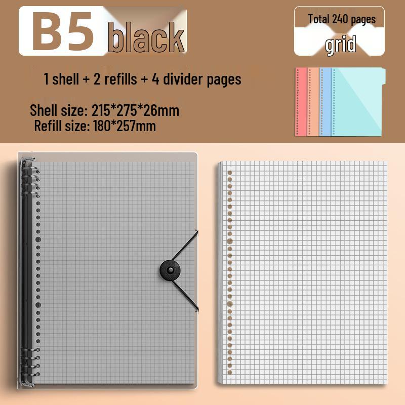 Comfortable B5 Loose-Leaf Notebook: Lined, Removable Binder, Simple Ins Style, Aesthetic Design, Ideal for Exams and High School Students.