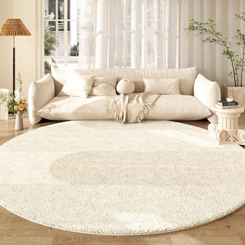 Cream Style Living Room Decoration Round Carpet Light Luxury Plush Rugs for Bedroom Fluffy Soft Lounge Rug Home Thick Floor Mat