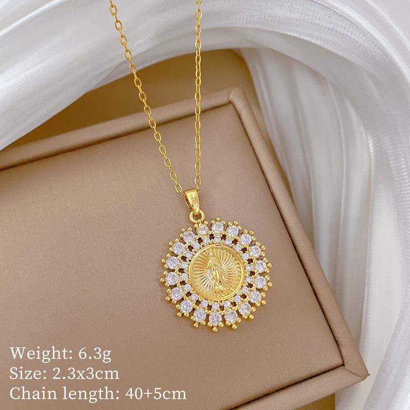 Multi-Element Style Copper Micro-Inlaid Necklace Combination Female Real Gold Electroplated Exquisite Collarbone Chain