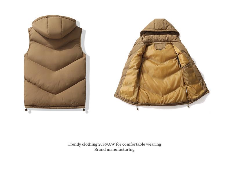 Gilet Matelassé Épais en Duvet et Coton pour Homme avec Col Montant - Vêtement d'Extérieur Automne/Hiver